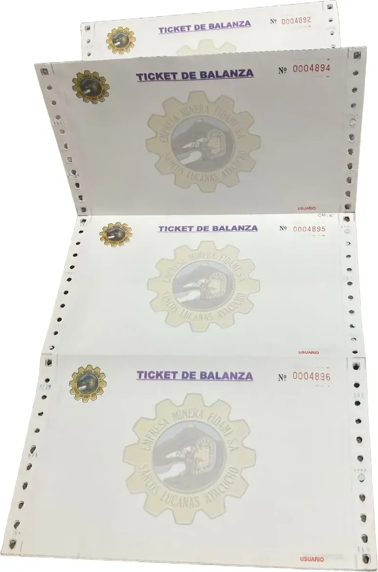 Ticket de balanza continuo para control de pesaje