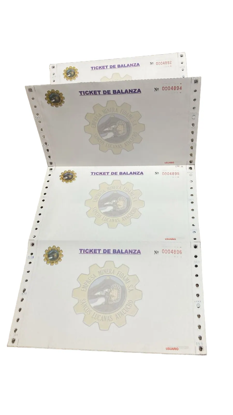 Ticket de balanza continuo para el control de pesaje de camiones